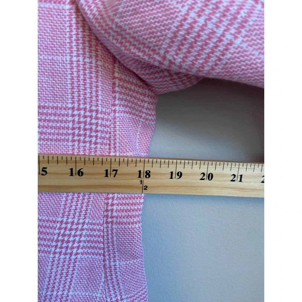 J.Crew Pink Glen Plaid One Button Blazer Linen Cotton BW286 Womens 10